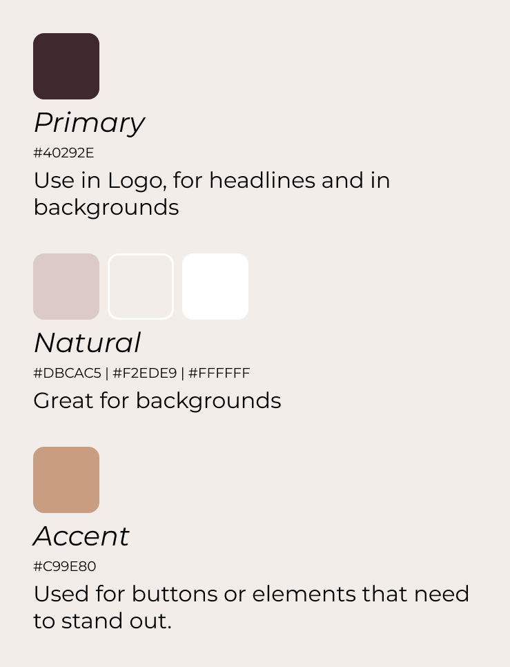 Color palette showing soft neutrals, warm beige tones, and muted terracotta accents